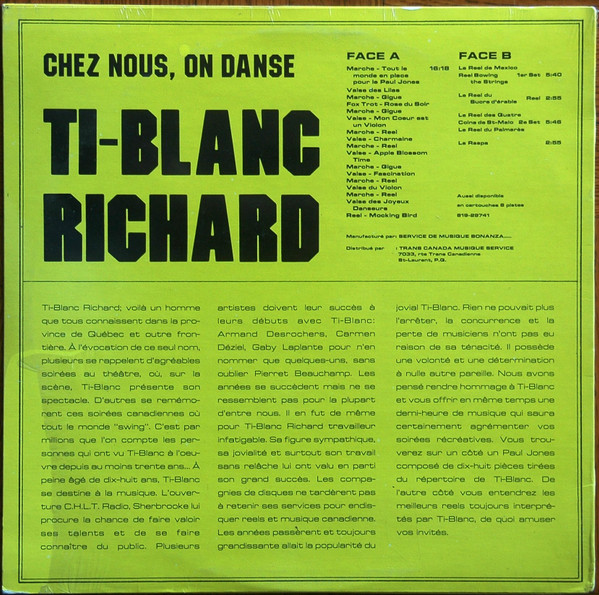 Ti-Blanc Richard - Chez-Nous, On Danse [Vinyl] | Bonanza (B 29741) - 2