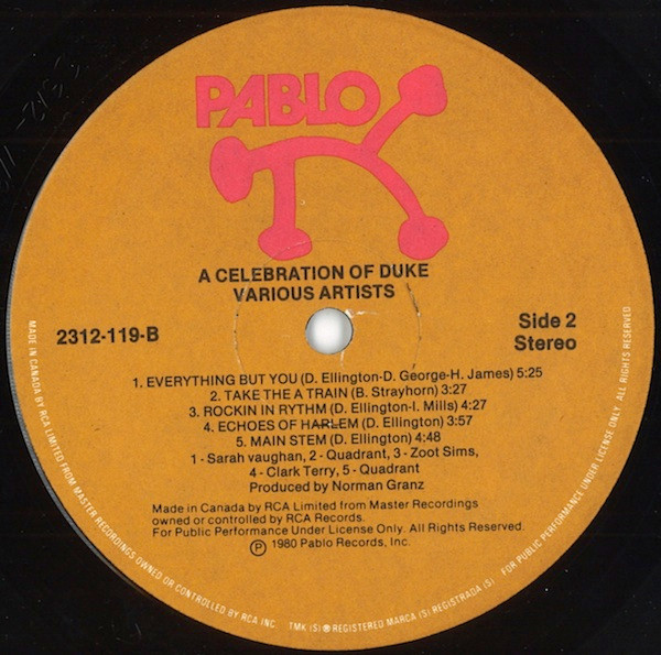 Zoot Sims , Sarah Vaughan , Clark Terry , Quadrant - A Celebration Of Duke | Pablo Today (2312-119) - 4 Zoot Sims , Sarah Vaughan , Clark Terry , Quadrant - A Celebration Of Duke | Pablo Today (2312-119) - 4