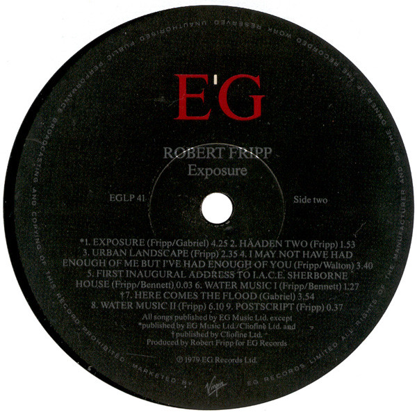Robert Fripp - Exposure | EG (EGLP 41) - 4