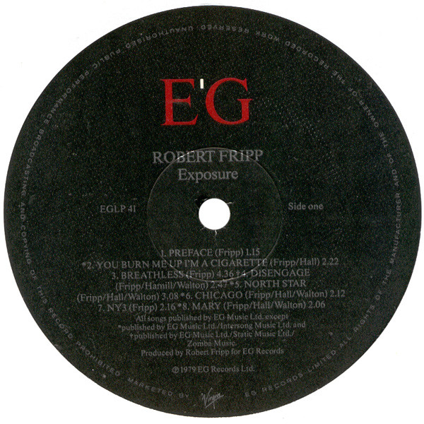 Robert Fripp - Exposure | EG (EGLP 41) - 3