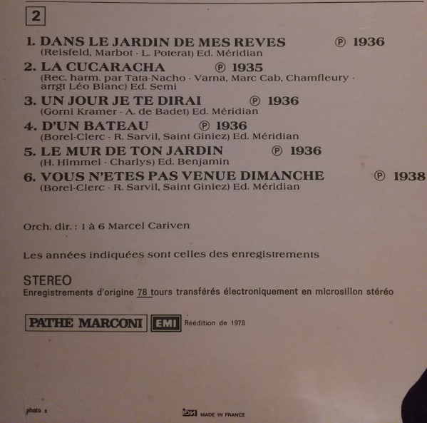 Tino Rossi - Ses Grands Succès | Pathé (2 C 062-15612) - 2