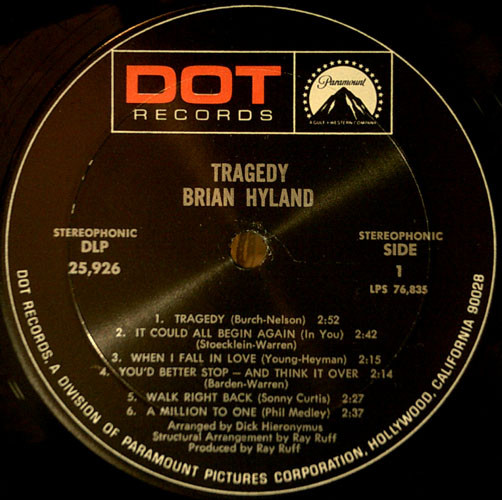Brian Hyland - Tragedy - A Million To One | Dot Records (DLP 25926) - 3