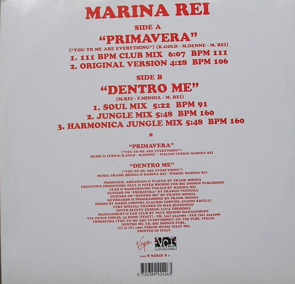 Marina Rei - Primavera (Remixes) | Virgin (7243 8 94242 6 3) - 2 Marina Rei - Primavera (Remixes) | Virgin (7243 8 94242 6 3) - 2
