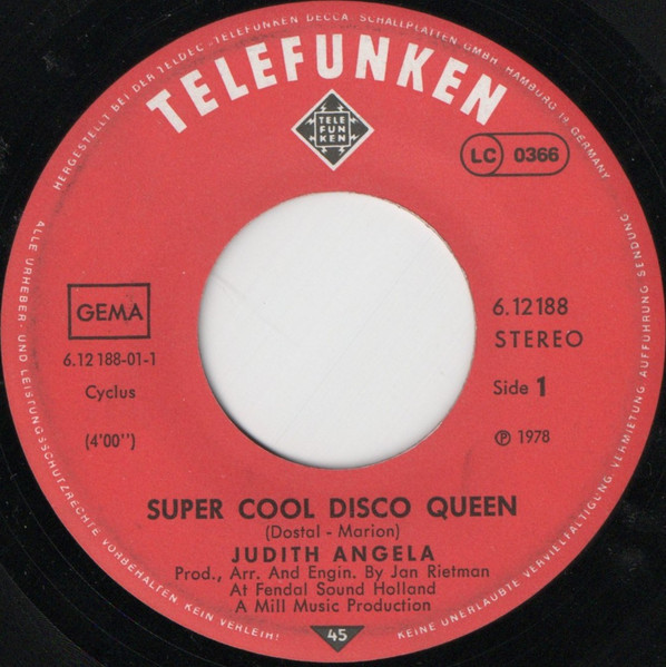 Judith Angela - Super Cool Disco Queen | Telefunken (6.12188) - 2