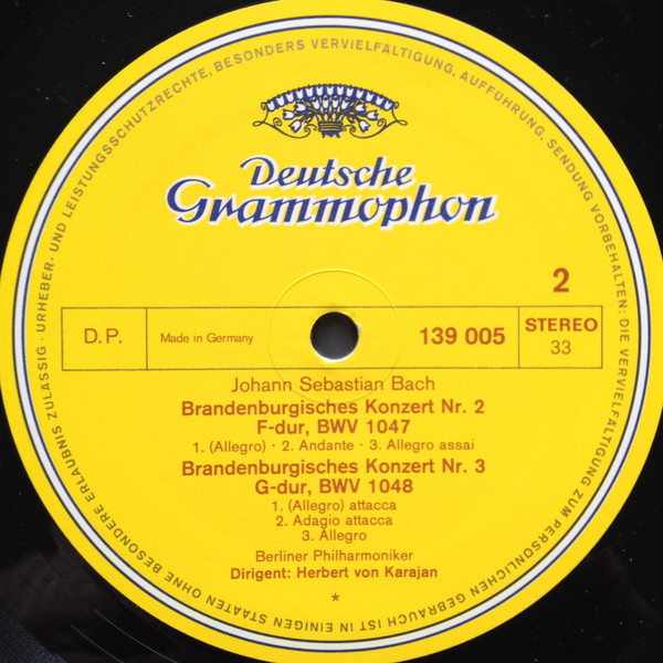 Johann Sebastian Bach , Herbert von Karajan - Berliner Philharmoniker - Brandenburgische Konzerte NR. 1, 2 & 3 | Deutsche Grammophon (139 005) - 4