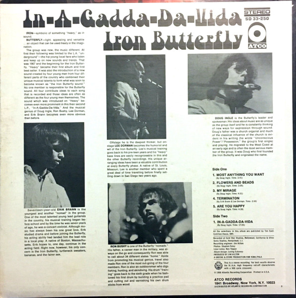 Iron Butterfly - In-A-Gadda-Da-Vida | ATCO Records (SD 33-250) - 2 Iron Butterfly - In-A-Gadda-Da-Vida | ATCO Records (SD 33-250) - 2