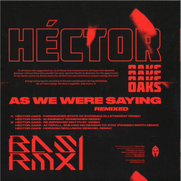 Héctor Oaks - As We Were Saying Remixed | Bassiani (BASRMX01) - main Héctor Oaks - As We Were Saying Remixed | Bassiani (BASRMX01) - main