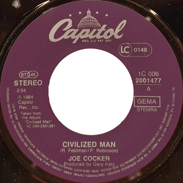 Joe Cocker - Civilized Man / Come On In | Capitol Records (1C 006-2001477) - 3 Joe Cocker - Civilized Man / Come On In | Capitol Records (1C 006-2001477) - 3