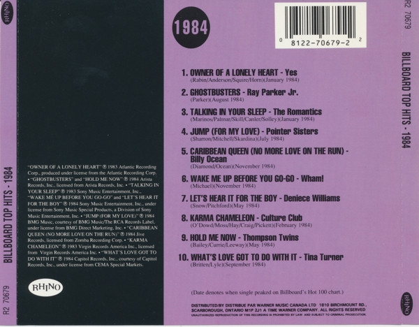 Various - Billboard Top Hits - 1984 | Rhino Records (R2 70679) - 2 Various - Billboard Top Hits - 1984 | Rhino Records (R2 70679) - 2