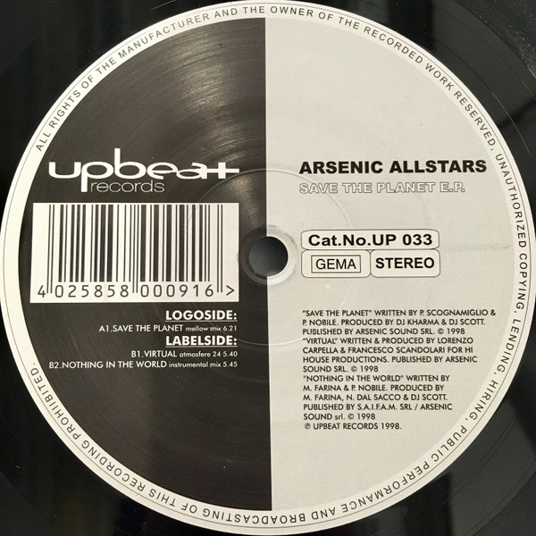 Arsenic Allstars - Save The Planet EP | Upbeat Records (UP 033) - main