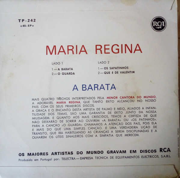 Maria Regina - A Barata | RCA Victor (TP-242) - 2