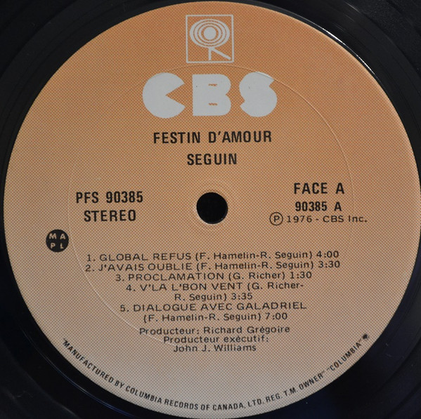 Séguin - Festin D'Amour [Vinyl] | CBS (PFS 90385) - 3