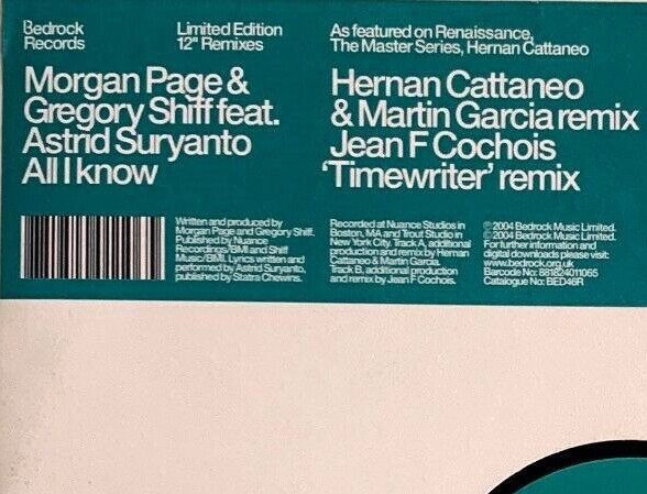 Morgan Page & Gregory Shiff Feat. Astrid Suryanto - All I Know (Remixes) | Bedrock Records (BED46R) - 2 Morgan Page & Gregory Shiff Feat. Astrid Suryanto - All I Know (Remixes) | Bedrock Records (BED46R) - 2