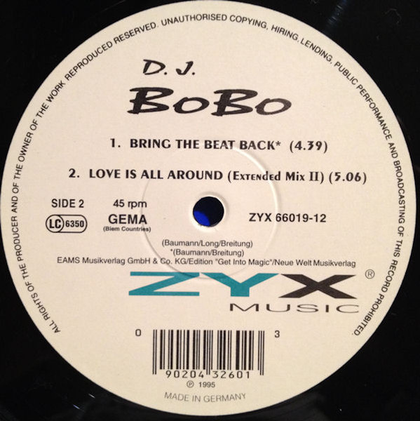 DJ BoBo - Love Is All Around | ZYX Music (ZYX 66019-12) - main DJ BoBo - Love Is All Around | ZYX Music (ZYX 66019-12) - main