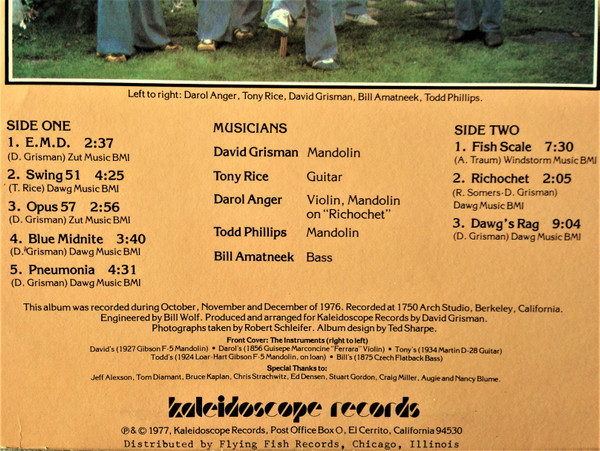 David Grisman Quintet - The David Grisman Quintet | Kaleidoscope Records (F-5) - 3 David Grisman Quintet - The David Grisman Quintet | Kaleidoscope Records (F-5) - 3