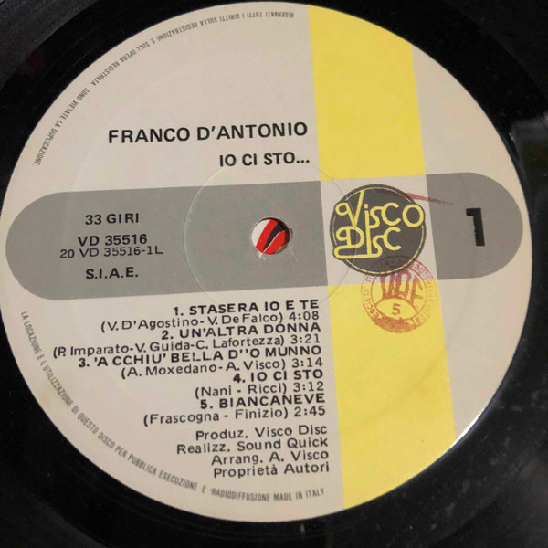 Franco D'Antonio - Io Ci Sto... | Visco Disc (VD 35516) - 3