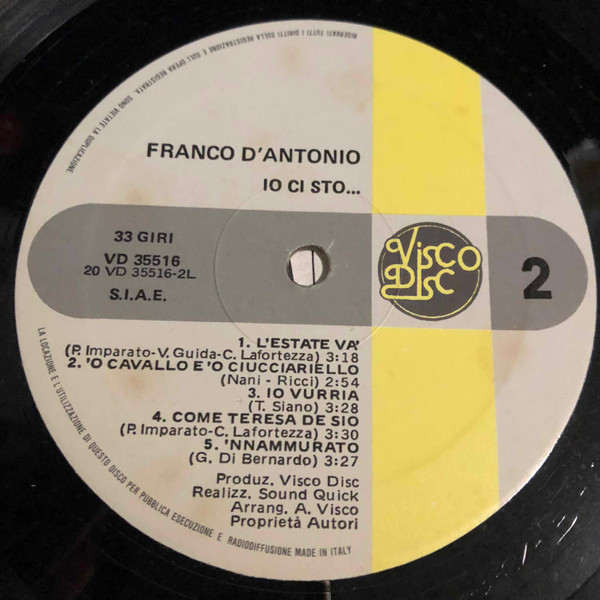 Franco D'Antonio - Io Ci Sto... | Visco Disc (VD 35516) - 4