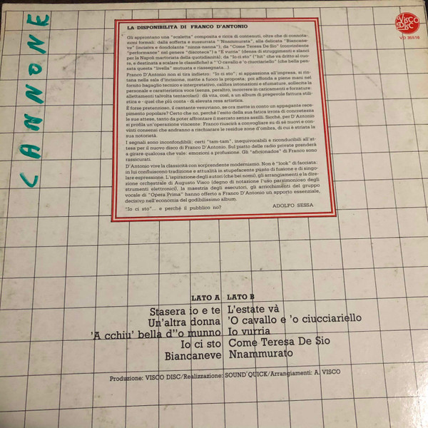 Franco D'Antonio - Io Ci Sto... | Visco Disc (VD 35516) - 2