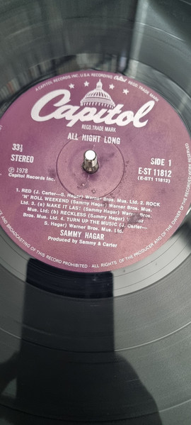 Sammy Hagar - All Night Long | Capitol Records (E-ST 11812)