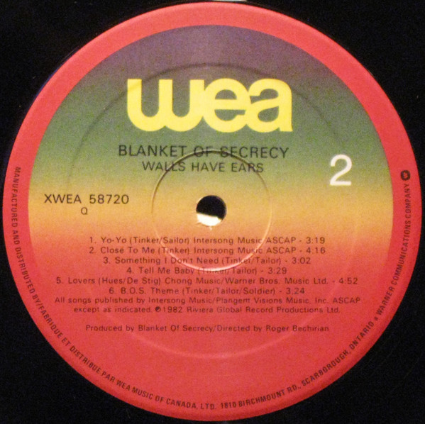 Blanket Of Secrecy - Walls Have Ears | WEA (XWEA 58720) - 4