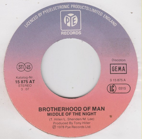 Brotherhood Of Man - Middle Of The Night | Pye Records (15 875 AT) - 3