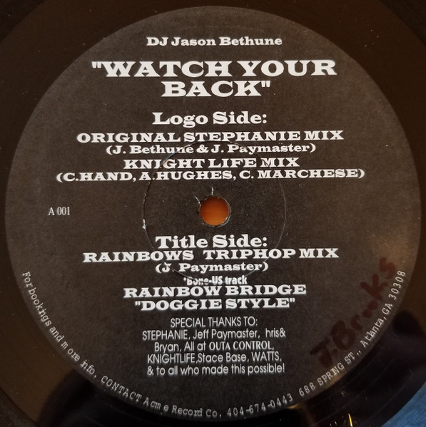 DJ Jason Bethune - Watch Your Back | Not On Label (A 001)