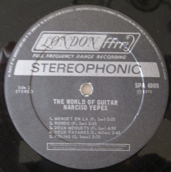 Narciso Yepes - The World Of Guitar Volume 1 [Vinyl] | London Records (SPA 4005) - 4