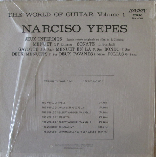 Narciso Yepes - The World Of Guitar Volume 1 [Vinyl] | London Records (SPA 4005) - 2