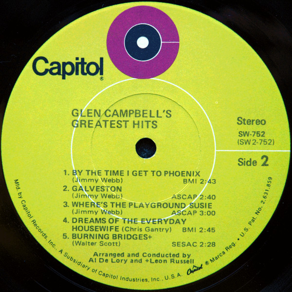Glen Campbell - Glen Campbell's Greatest Hits | Capitol Records (SW-752) - 4