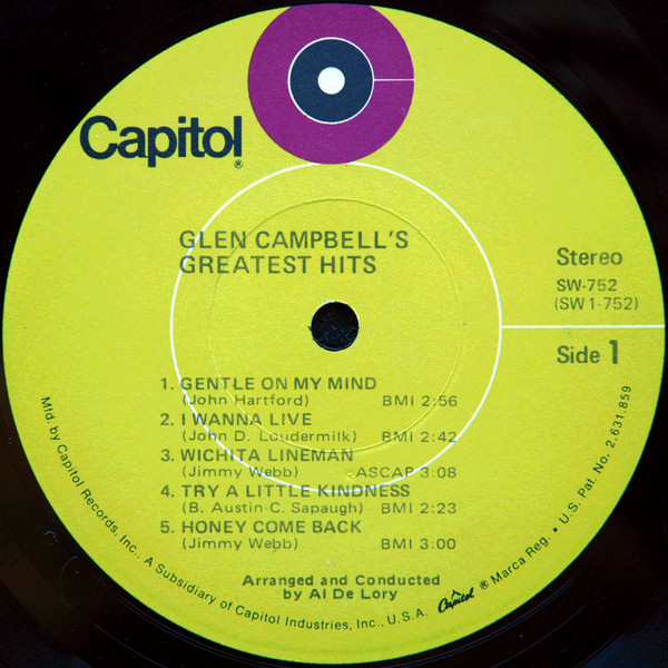 Glen Campbell - Glen Campbell's Greatest Hits | Capitol Records (SW-752) - 3