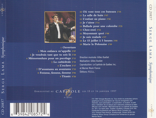 Serge Lama - Symphonique | Le Capitole (CD 20857) - main