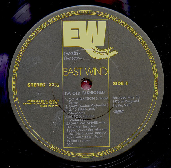 Sadao Watanabe With The Great Jazz Trio - I'm Old Fashioned | East Wind (EW-8037) - 4