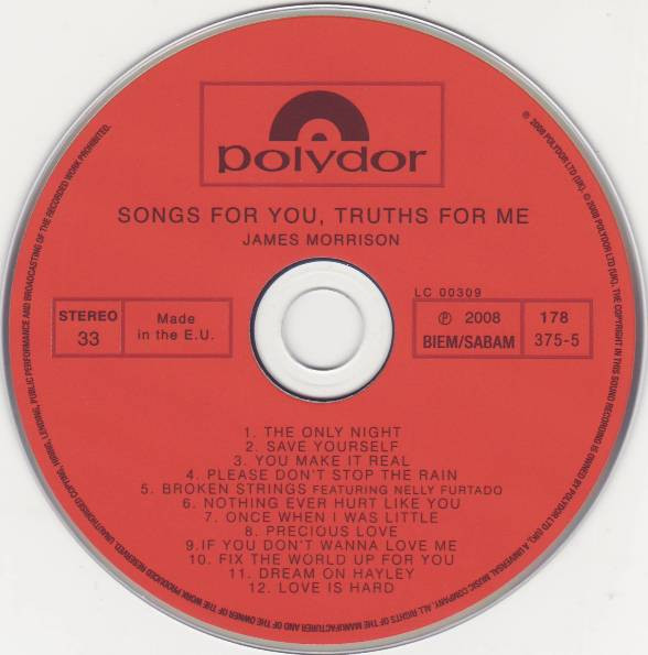 James Morrison - Songs For You, Truths For Me | Polydor (178 375-5) - 3
