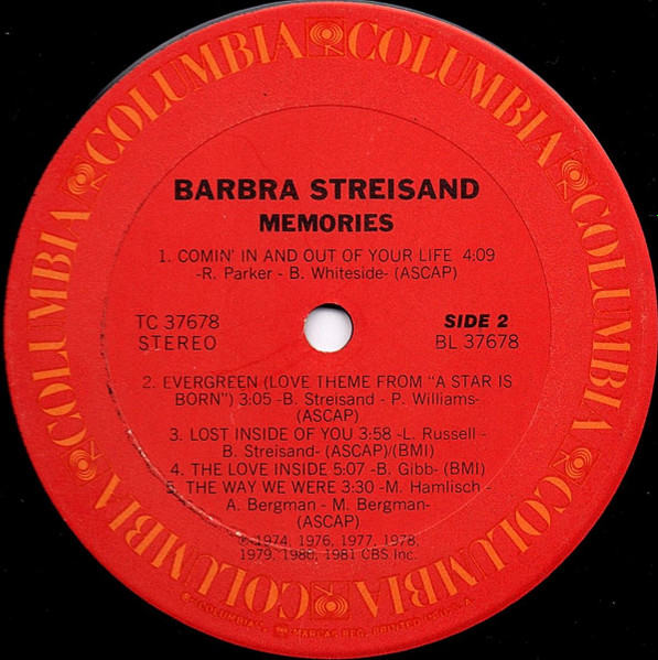 Barbra Streisand - Memories | Columbia (TC 37678) - 4 Barbra Streisand - Memories | Columbia (TC 37678) - 4
