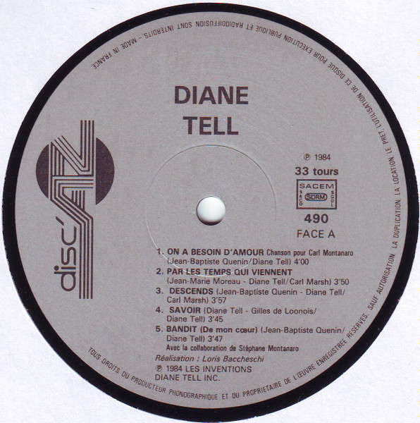 Diane Tell - On A Besoin D'amour | Disc'Az (490) - 3
