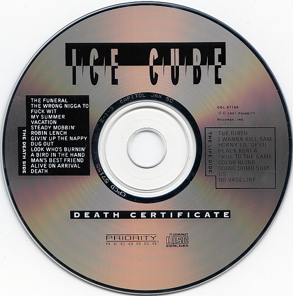 Ice Cube - Death Certificate | Priority Records (CDL 57155) - 3