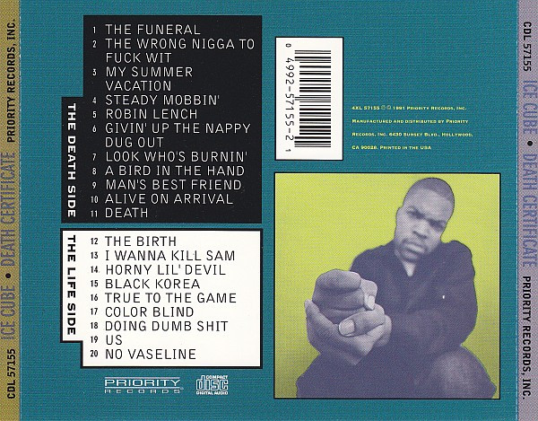 Ice Cube - Death Certificate | Priority Records (CDL 57155) - 2