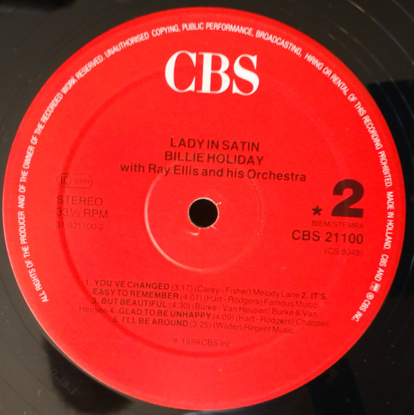 Billie Holiday With Ray Ellis And His Orchestra - Lady In Satin | CBS (CBS 21100) - 4 Billie Holiday With Ray Ellis And His Orchestra - Lady In Satin | CBS (CBS 21100) - 4
