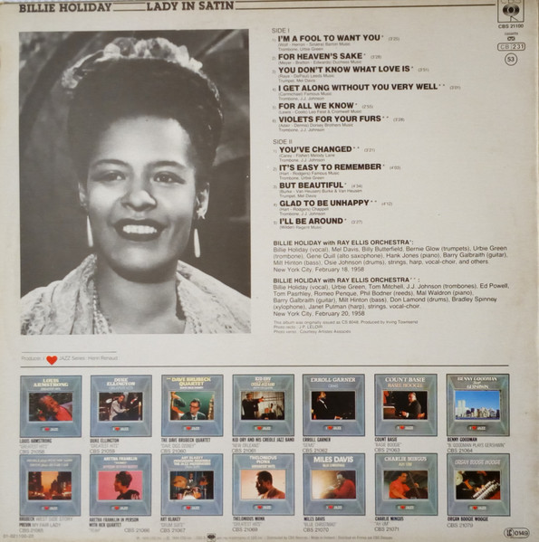 Billie Holiday With Ray Ellis And His Orchestra - Lady In Satin | CBS (CBS 21100) - 2 Billie Holiday With Ray Ellis And His Orchestra - Lady In Satin | CBS (CBS 21100) - 2