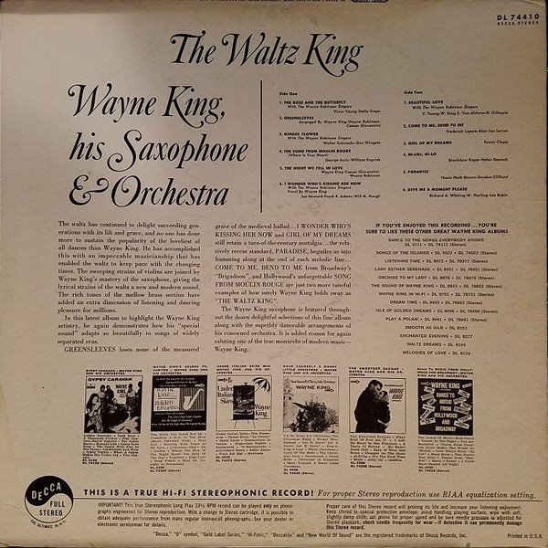 Wayne King And His Orchestra - The Waltz King | Decca (DL74410) - 2 Wayne King And His Orchestra - The Waltz King | Decca (DL74410) - 2
