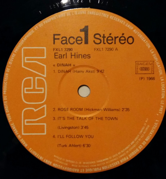 Earl Hines - Dinah | RCA (FXL1 7290) - 4