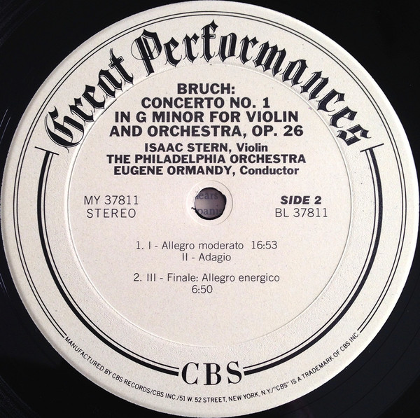 Max Bruch / Édouard Lalo - Isaac Stern , Eugene Ormandy , The Philadelphia Orchestra - Violin Concerto No. 1 / Symphonie Espagnole | CBS (MY 37811) - 4