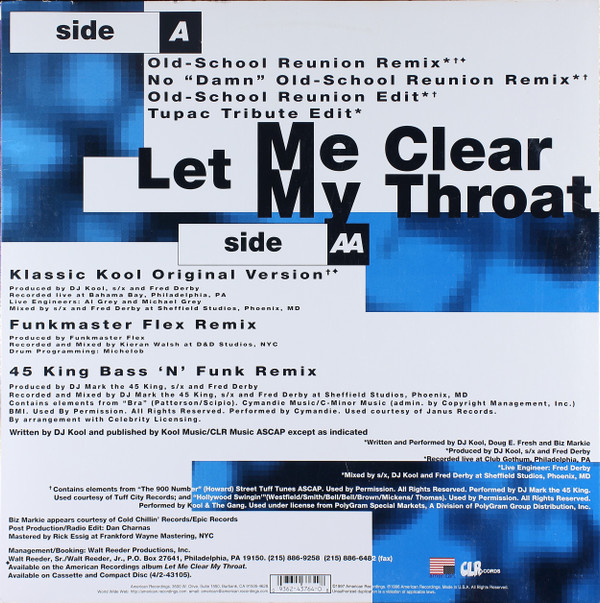 DJ Kool - Let Me Clear My Throat | American Recordings (0-43764) - 2