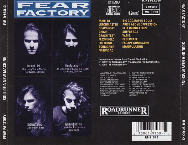 Fear Factory - Soul Of A New Machine | Roadrunner Records (RR 9160-2) - 2