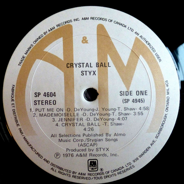 Styx - Crystal Ball [Vinyl] | A&M Records (SP-4604) - 3