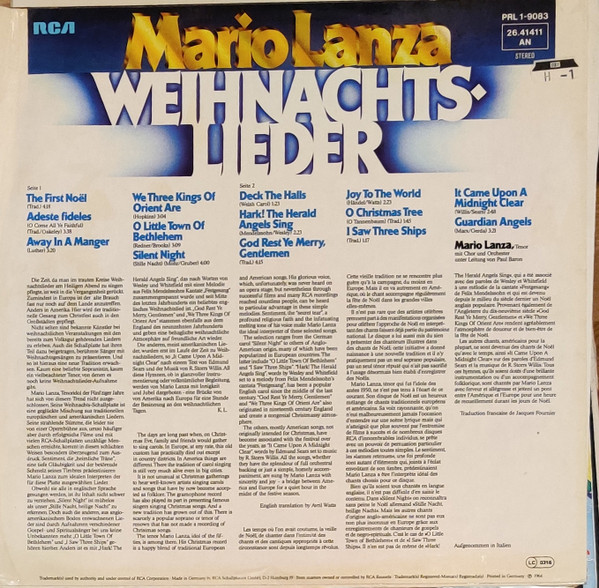 Mario Lanza - Weihnachtslieder | RCA (34210-5) - 2 Mario Lanza - Weihnachtslieder | RCA (34210-5) - 2