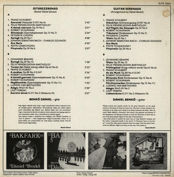Dániel Benkő - Guitar Serenade | Hungaroton (SLPX 12661) - 2 Dániel Benkő - Guitar Serenade | Hungaroton (SLPX 12661) - 2