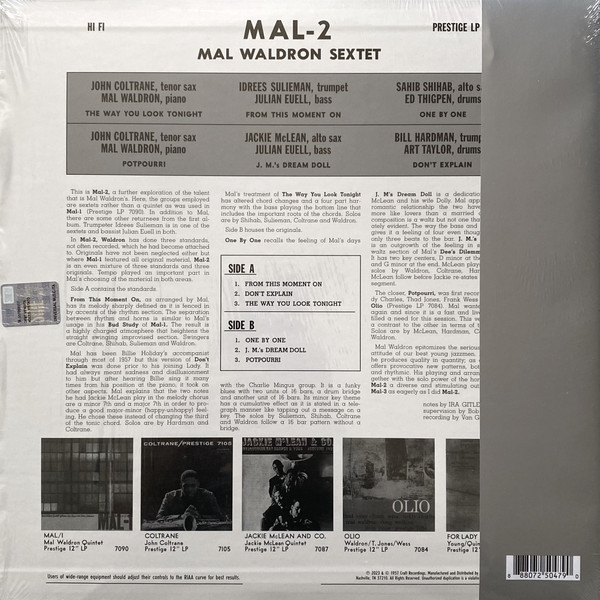 Mal Waldron With Jackie McLean , John Coltrane , Idrees Sulieman , Sahib Shihab And Bill Hardman - Mal/2 | Craft Recordings (CR00616) - 3