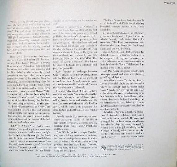 Astrud Gilberto - Beach Samba | Verve Records (V6-8708) - 3 Astrud Gilberto - Beach Samba | Verve Records (V6-8708) - 3