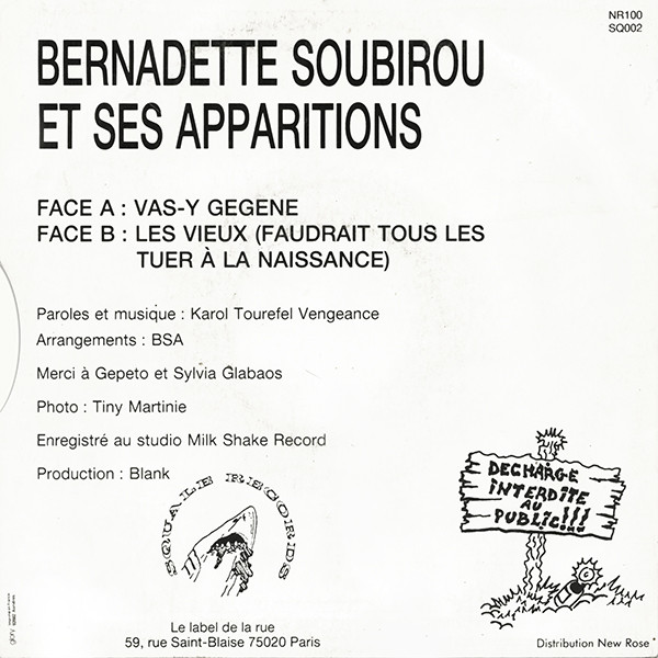 Bernadette Soubirou Et Ses Apparitions - Vas-Y Gégène | Squale Records (SQ002) - 2 Bernadette Soubirou Et Ses Apparitions - Vas-Y Gégène | Squale Records (SQ002) - 2